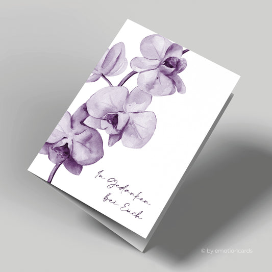 Trauerkarte | In Gedanken bei Euch - Orchidee
