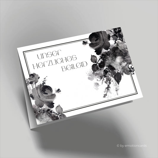 Trauerkarte | Herzliches Beileid - schwarze Rosen Aquarell