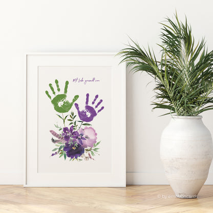 DIY Handabdruck | Blumen lila grün