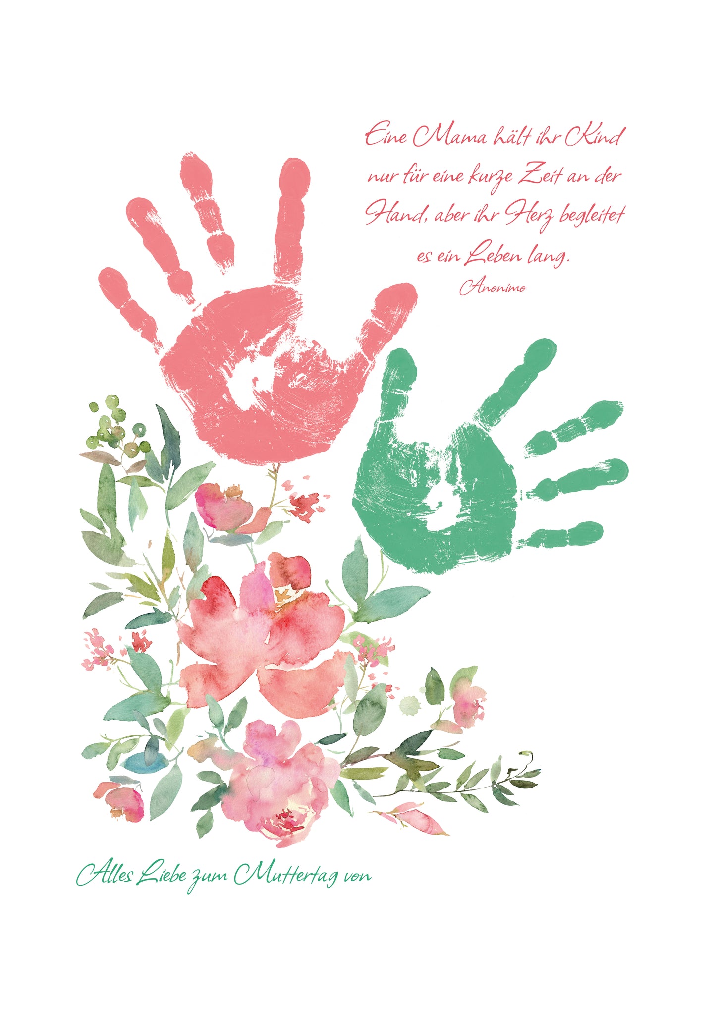 DIY Handabdruck zum Muttertag | Pastell Blumen rosa & mint