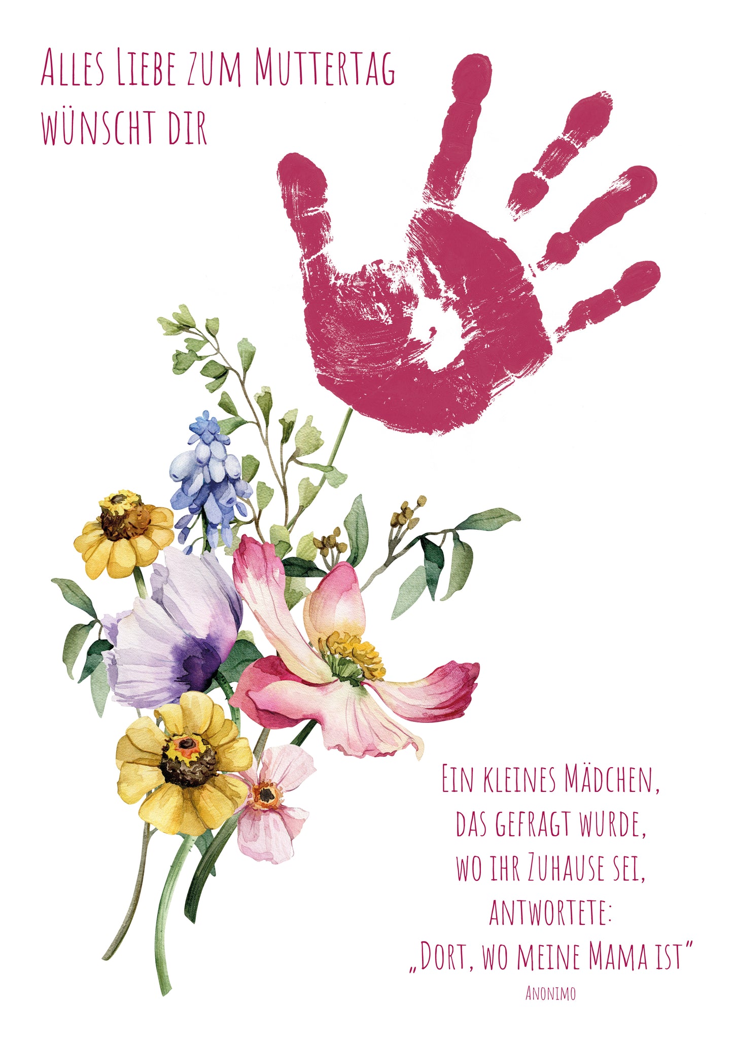 DIY Handabdruck zum Muttertag | Sommerbouquet gelb & pink
