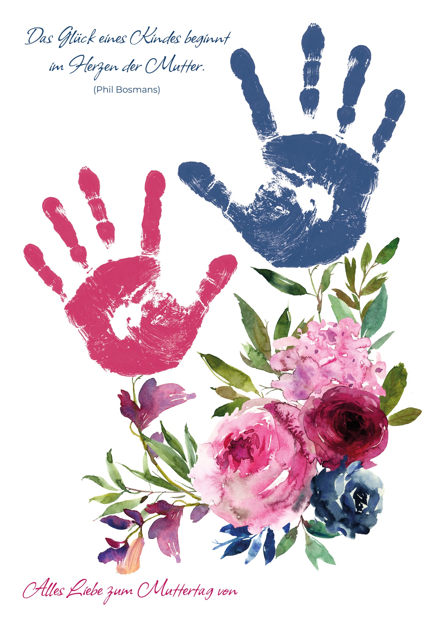 DIY Handabdruck zum Muttertag | Wilde Rosen pink & blau