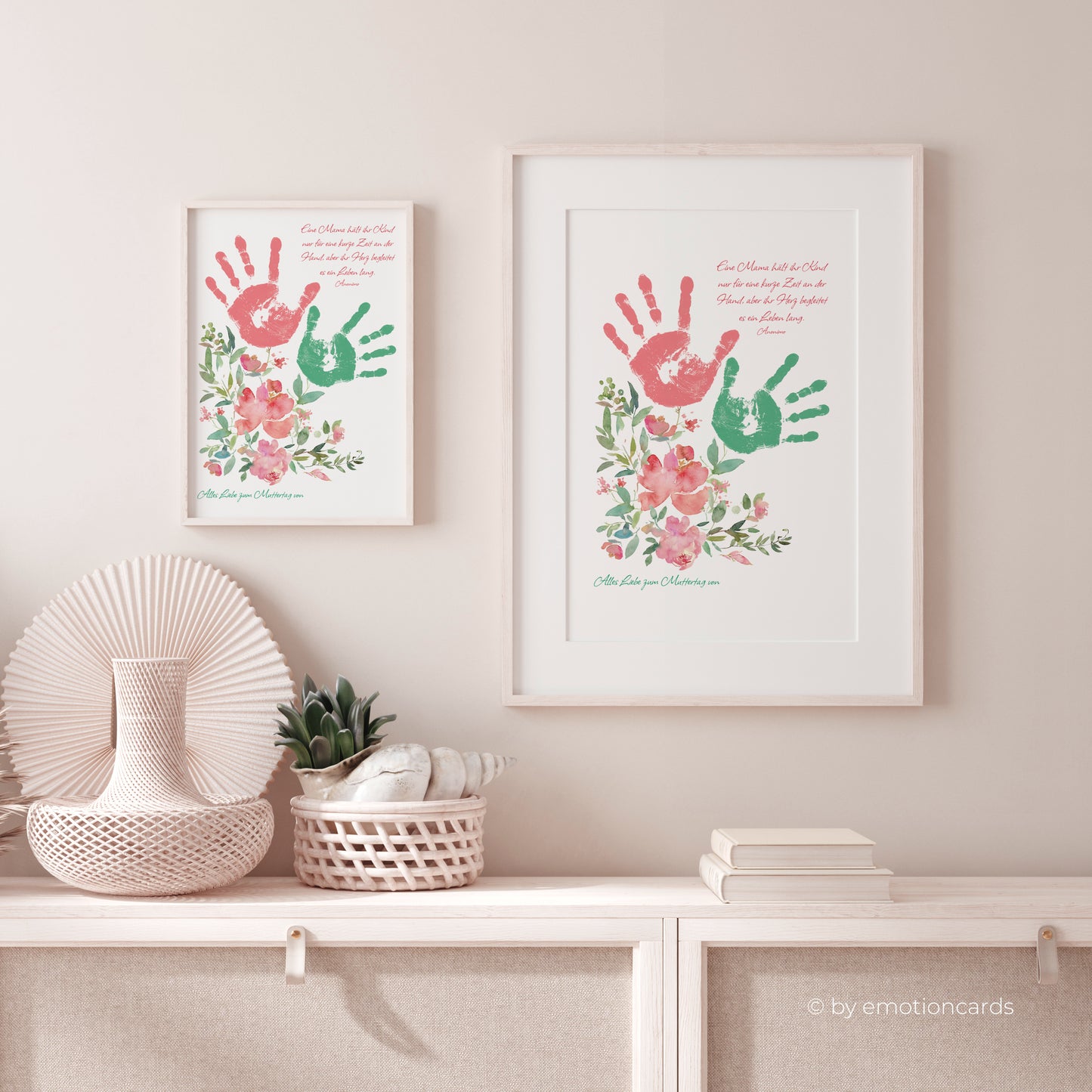 DIY Handabdruck zum Muttertag | Pastell Blumen rosa & mint