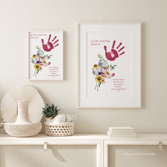 DIY Handabdruck zum Muttertag | Sommerbouquet gelb & pink