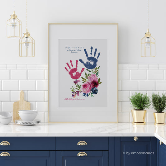 DIY Handabdruck zum Muttertag | Wilde Rosen pink & blau