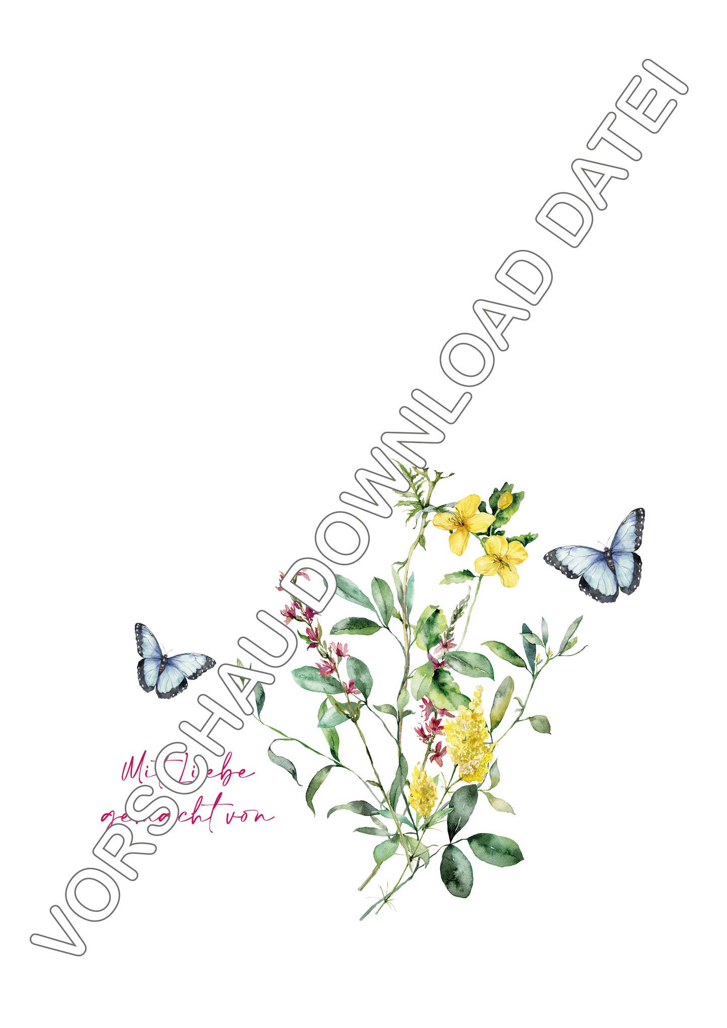 DIY Handabdruck | Wildblumen gelb mit Schmetterling