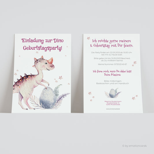 Einladungskarte zum Kindergeburtstag | Dino Geburtstagsparty