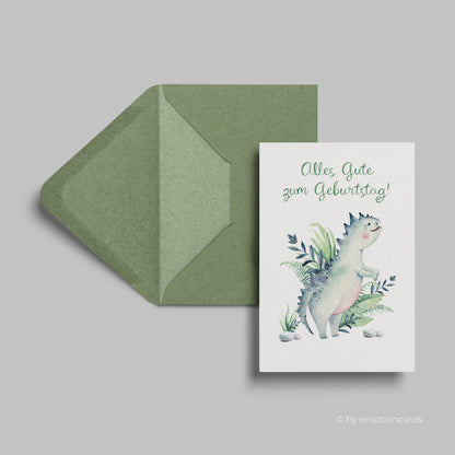 Geburtstagskarte | Dino Stegosaurus grün