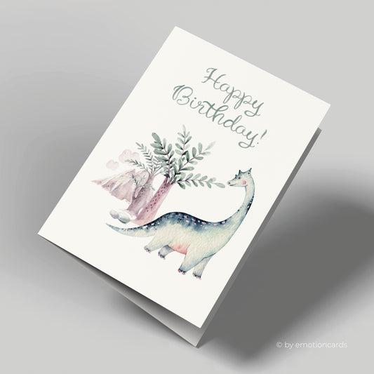 Geburtstagskarte | Freundlicher Brachiosaurus