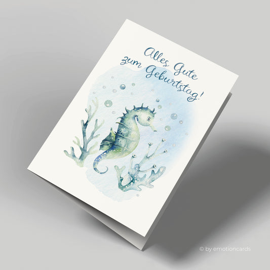 Geburtstagskarte | Seepferdchen grün