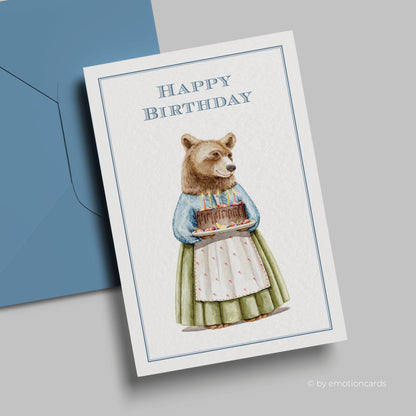 Geburtstagskarte | Mamabär mit Torte