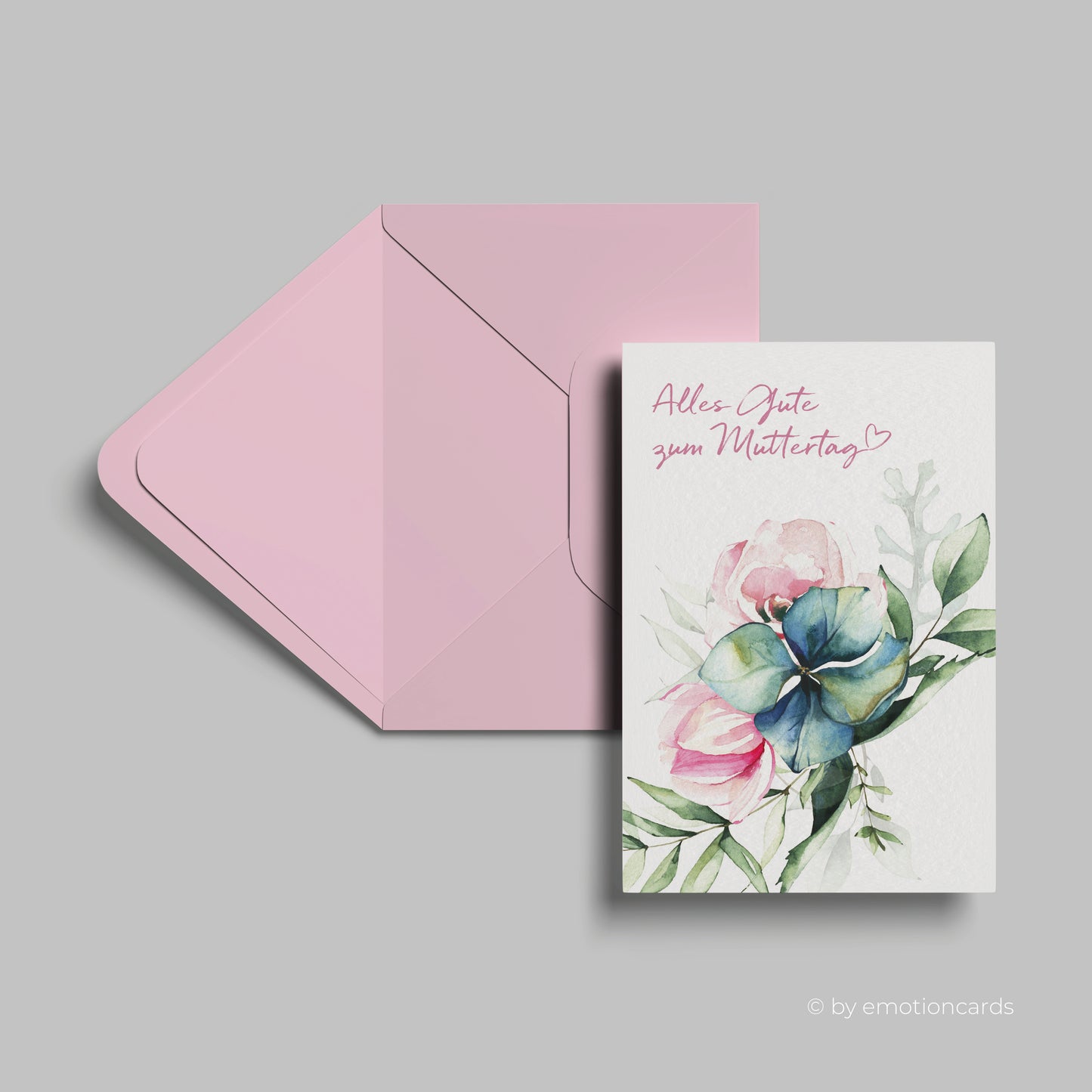 Muttertagskarte | Rosa Rose - Veilchen Aquarell