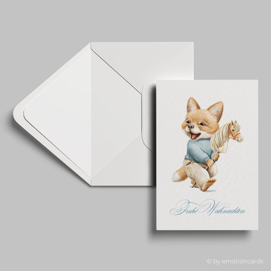 Aquarell Weihnachtskarte mit Fuchs und passendem weißen Kuvert, Format B6