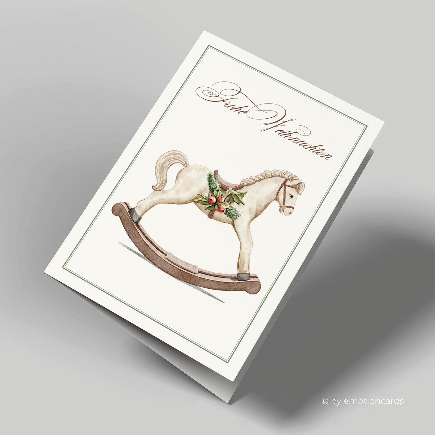 Weihnachtskarte | Schaukelpferd - grün